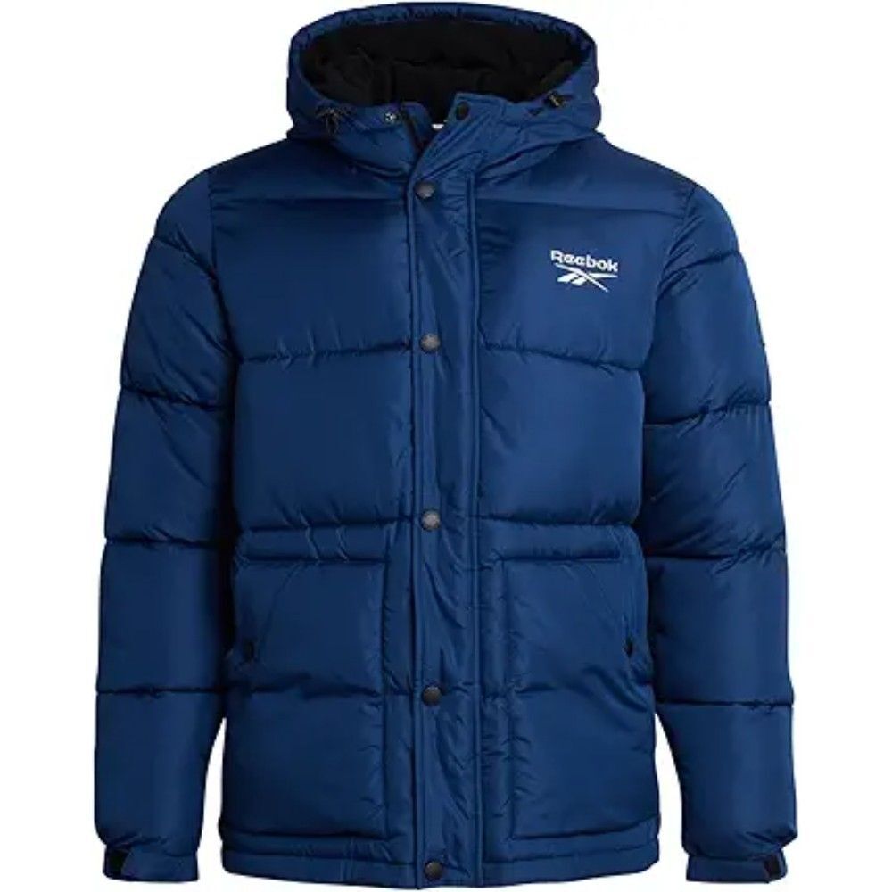 Reebok Men's Heavy Puffer Jackets SMALL Batik Blue Water Resistant Winter Coat
